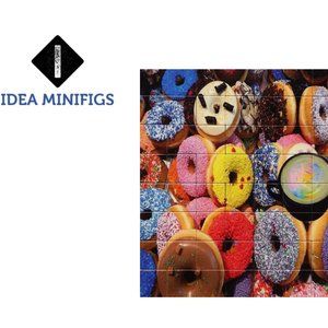 Rainbow Donuts & Coffee Puzzle - Educational UV Print Design Made of Lego Bricks